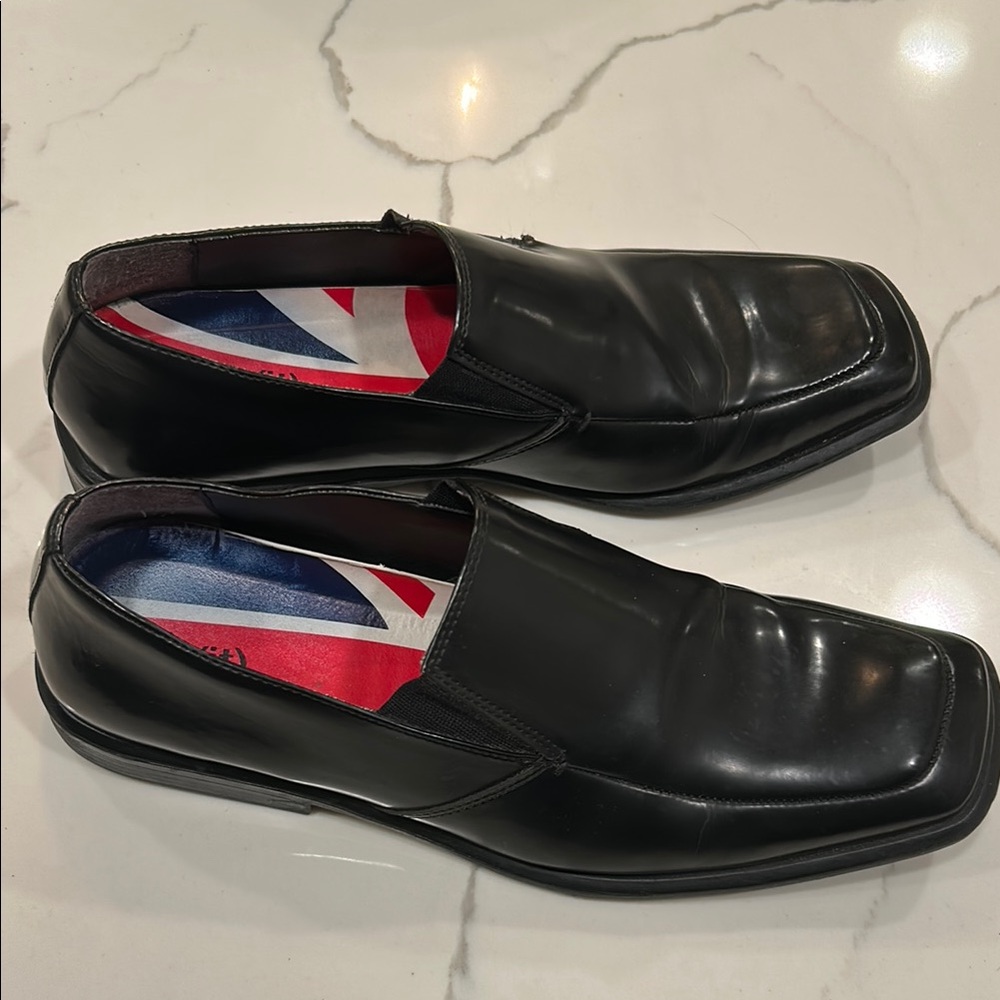 Black Leather Nick It Men's Loafers Square Toe